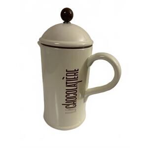 Crate & Barrel La Chocolatière Porcelain French Press Mug